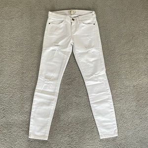 Current Elliot Stiletto Jeans, Size 24, white destroyed